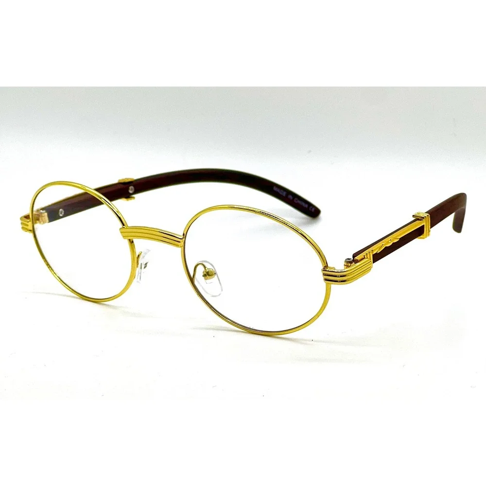 Gold Round Glasses Mens Womens Vintage‎ Style Clear Lens Eye Glasses Migos Cholo
